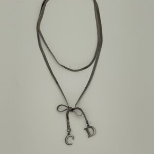 Dior Vintage Ribbon Double Strand Necklace in Gunmetal w/Authentic DetectiveCOA